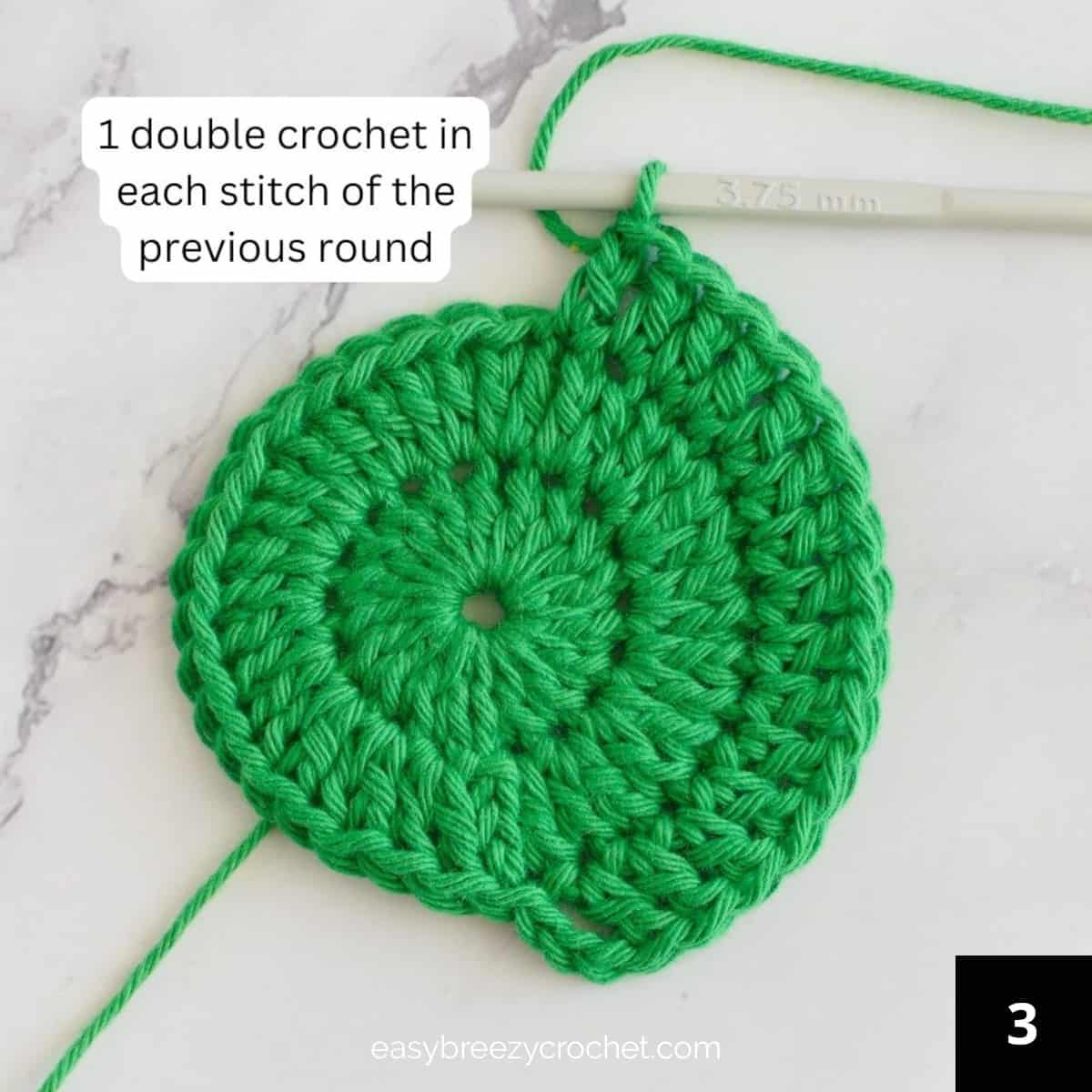 Image of round three of a crocheted basket.