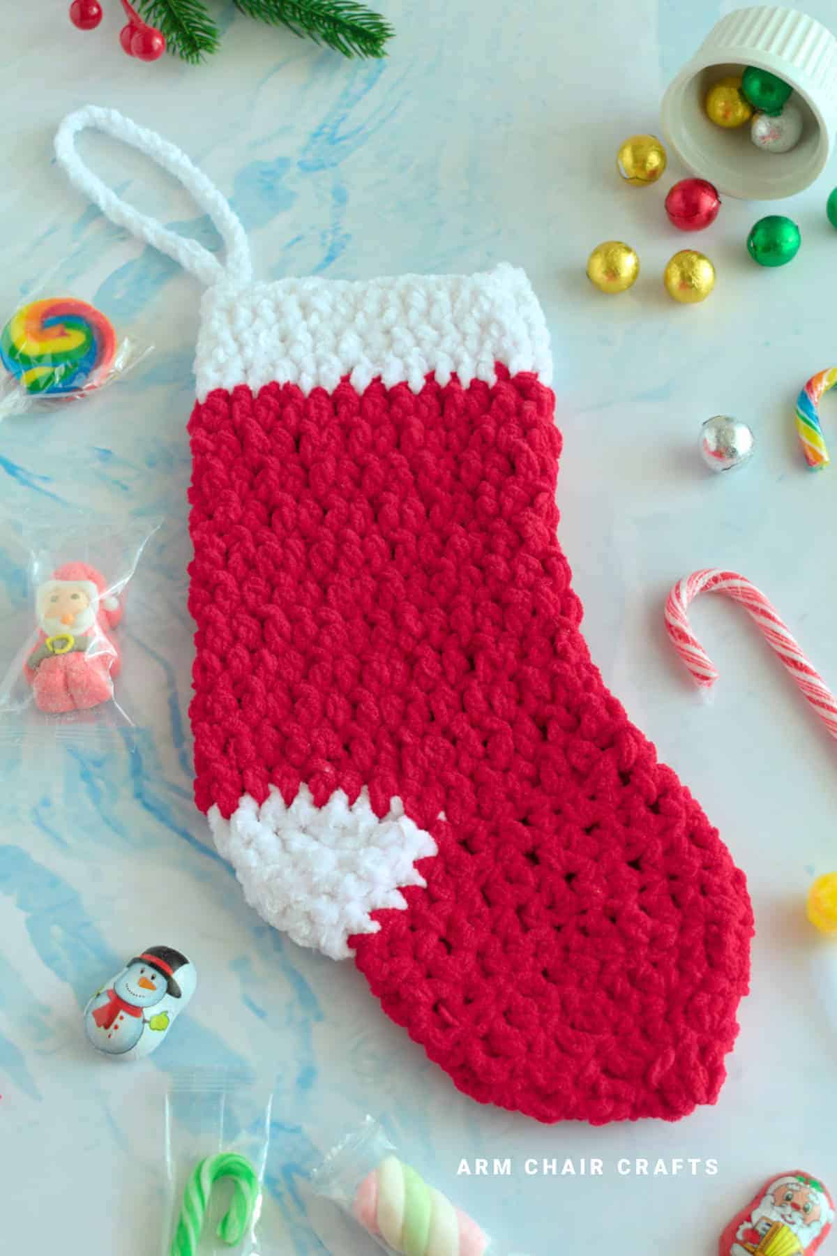 Red Christmas stocking.