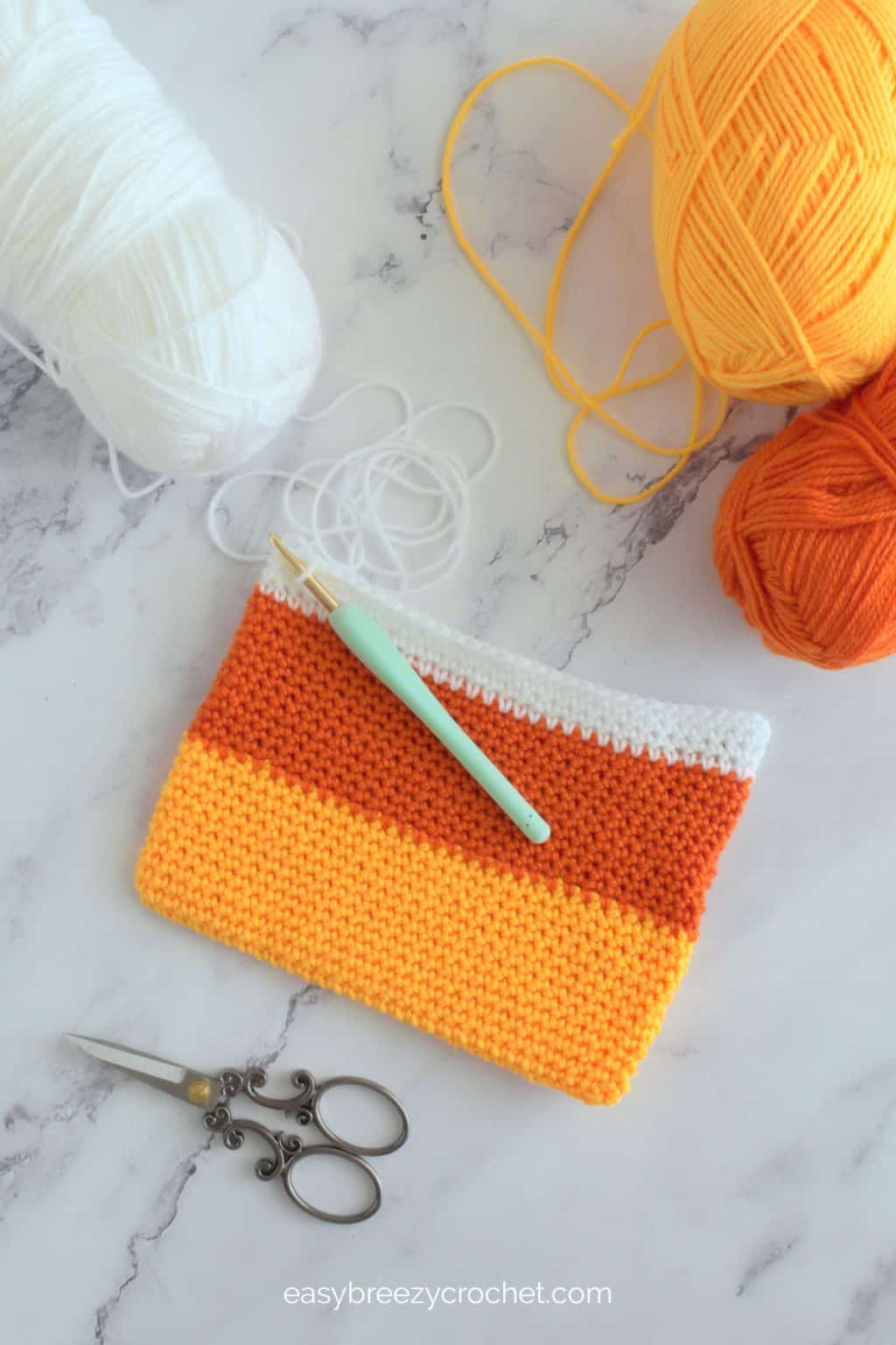 Easy Crochet Candy Corn Treat Bag (Free Halloween Trick or Treat Bag ...