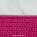 Close up of decorative edging made with reverse single crochet.