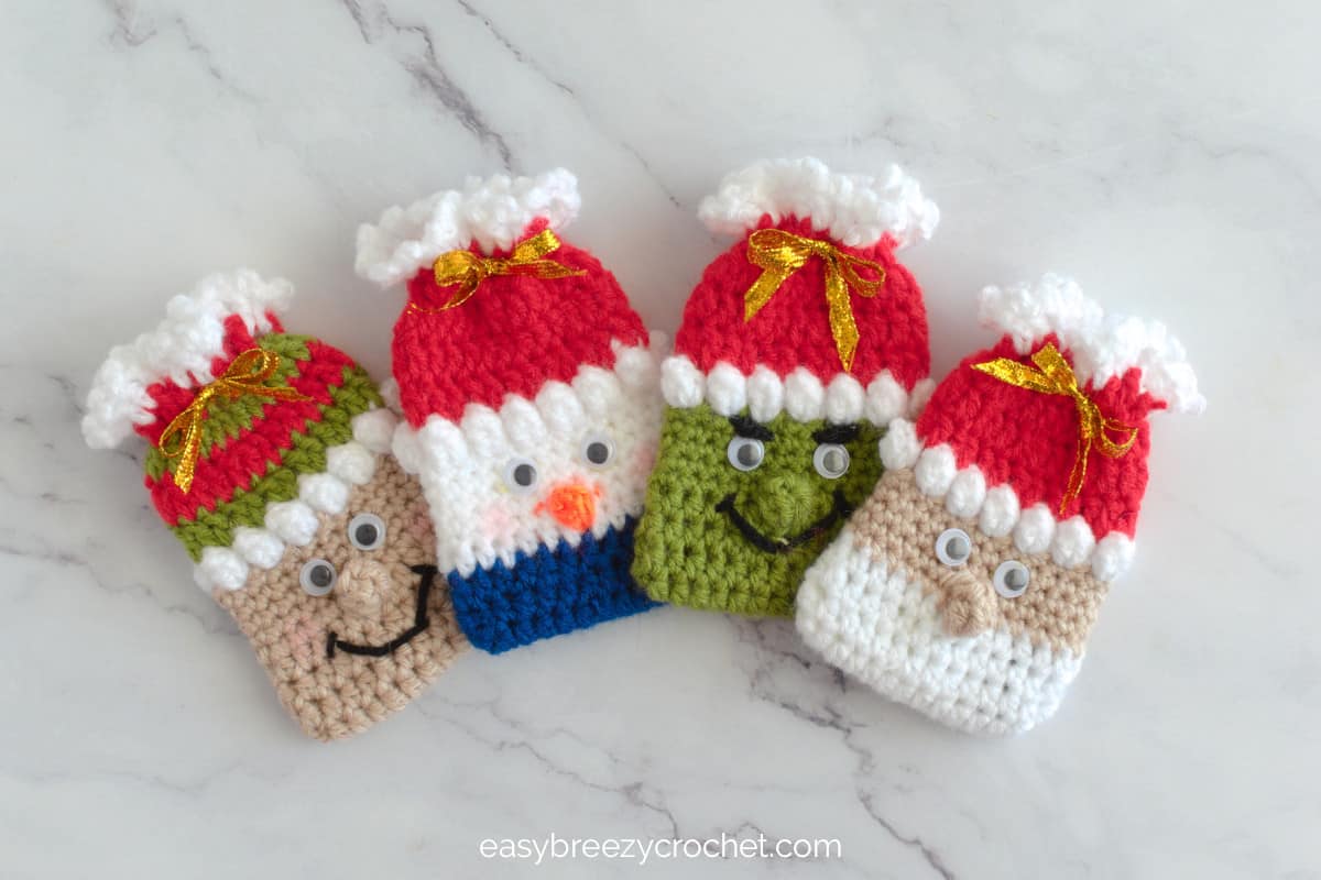Handmade Miniature Crochet Christmas Snowman – Gift Card Holder Or Ornament