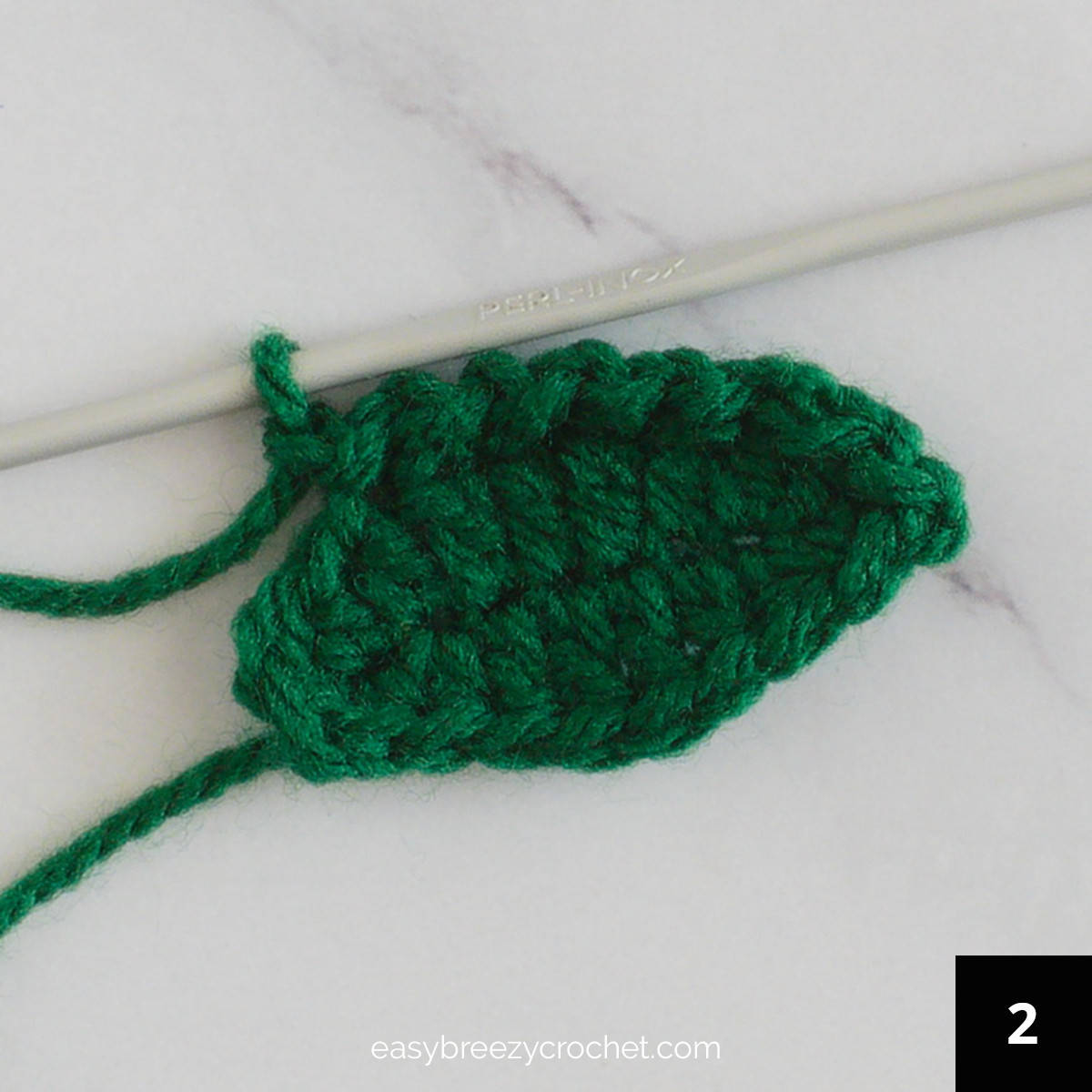 Image showing edging on a crocheted leaf.