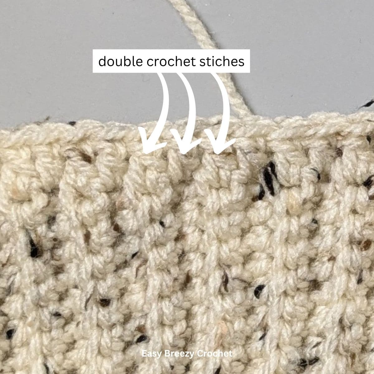 Image showing the first round of double crochet stitches for a crochet beanie.
