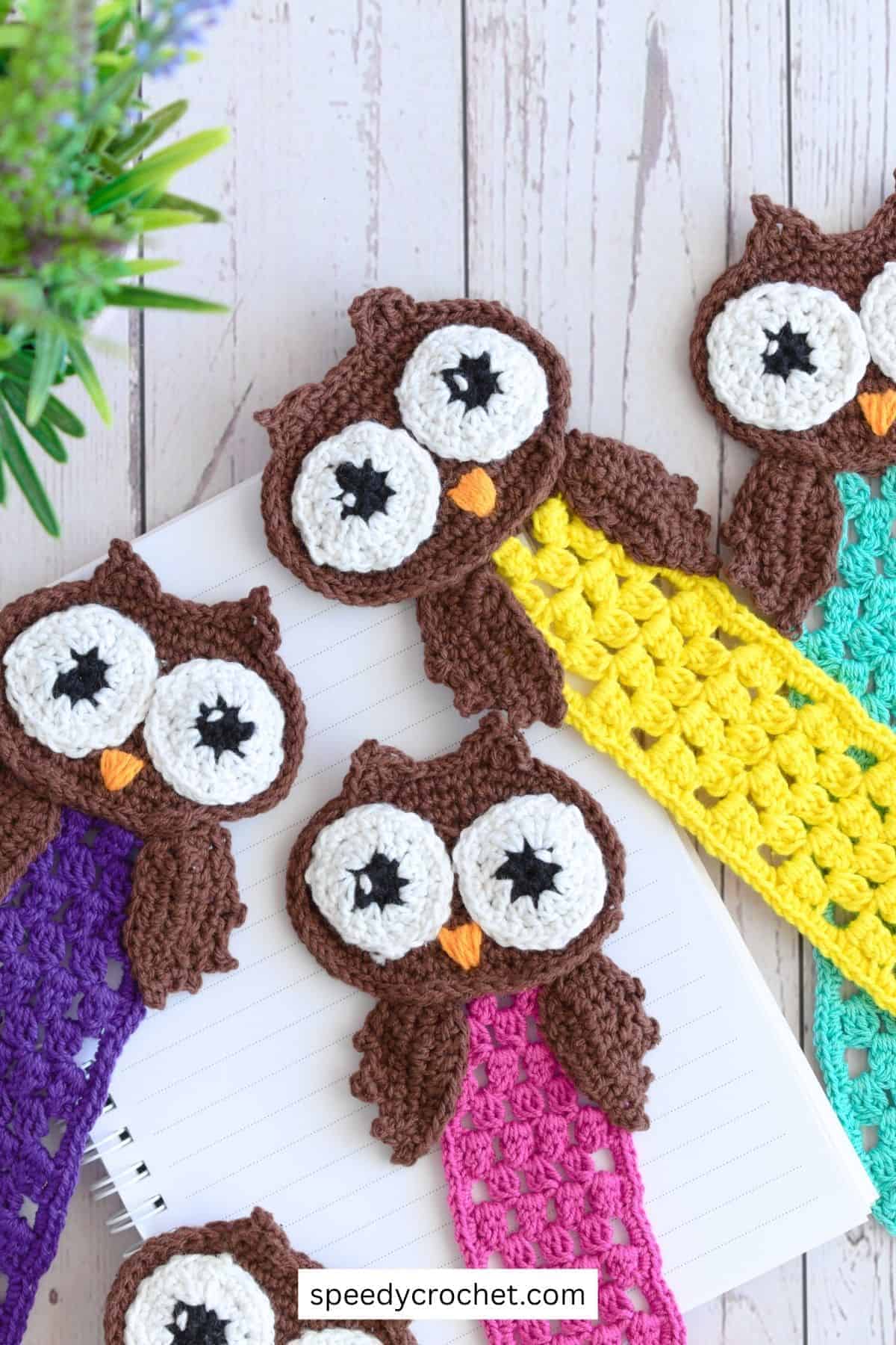 Crochet owl bookmarks.