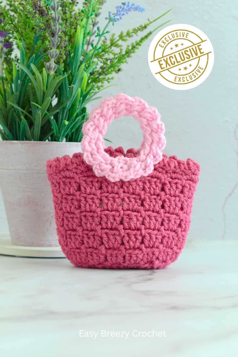 Two toned crochet gift bag.
