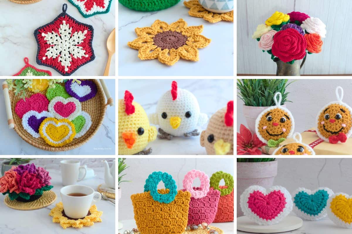 Image collage of different corchet patterns.