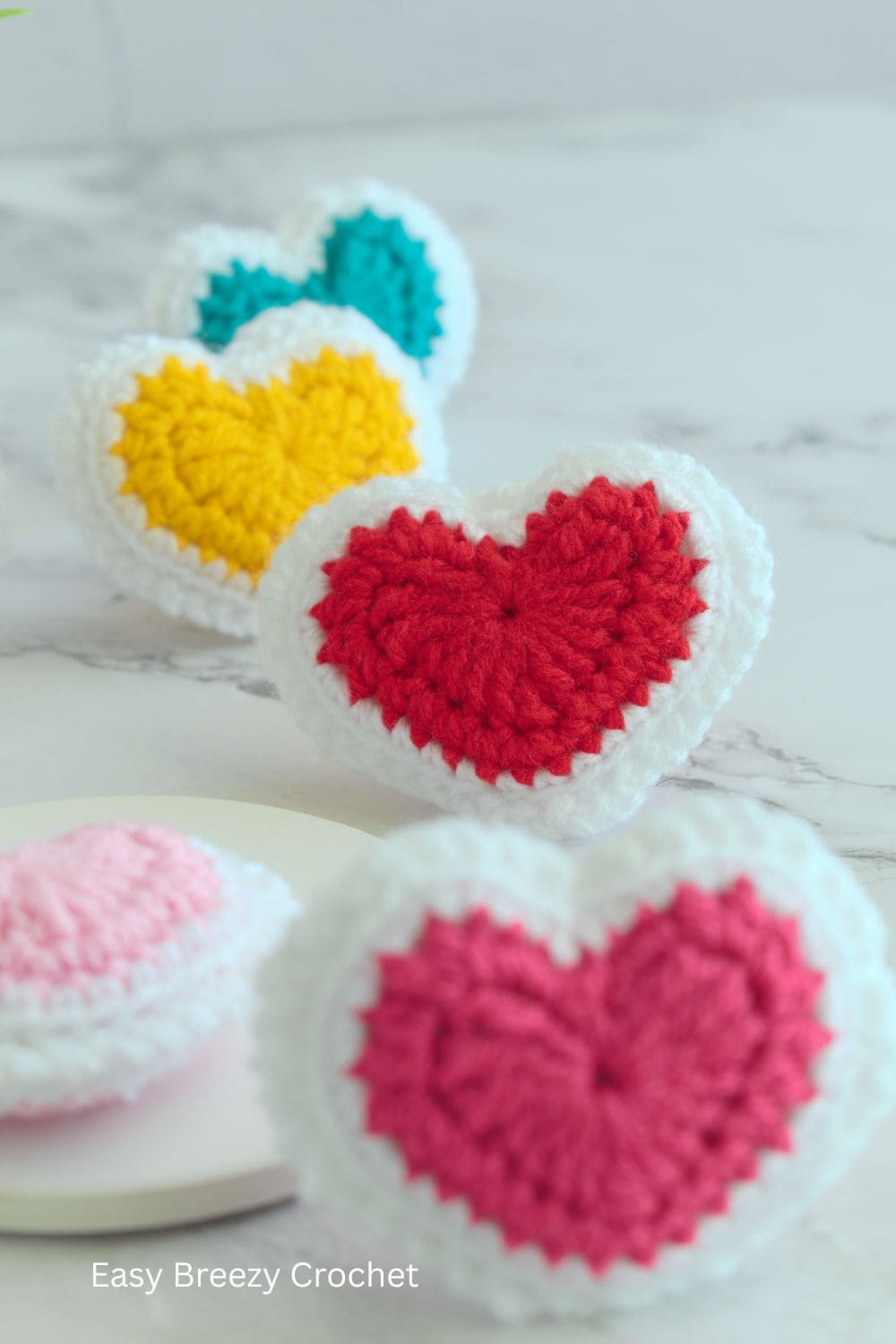Crochet hearts.