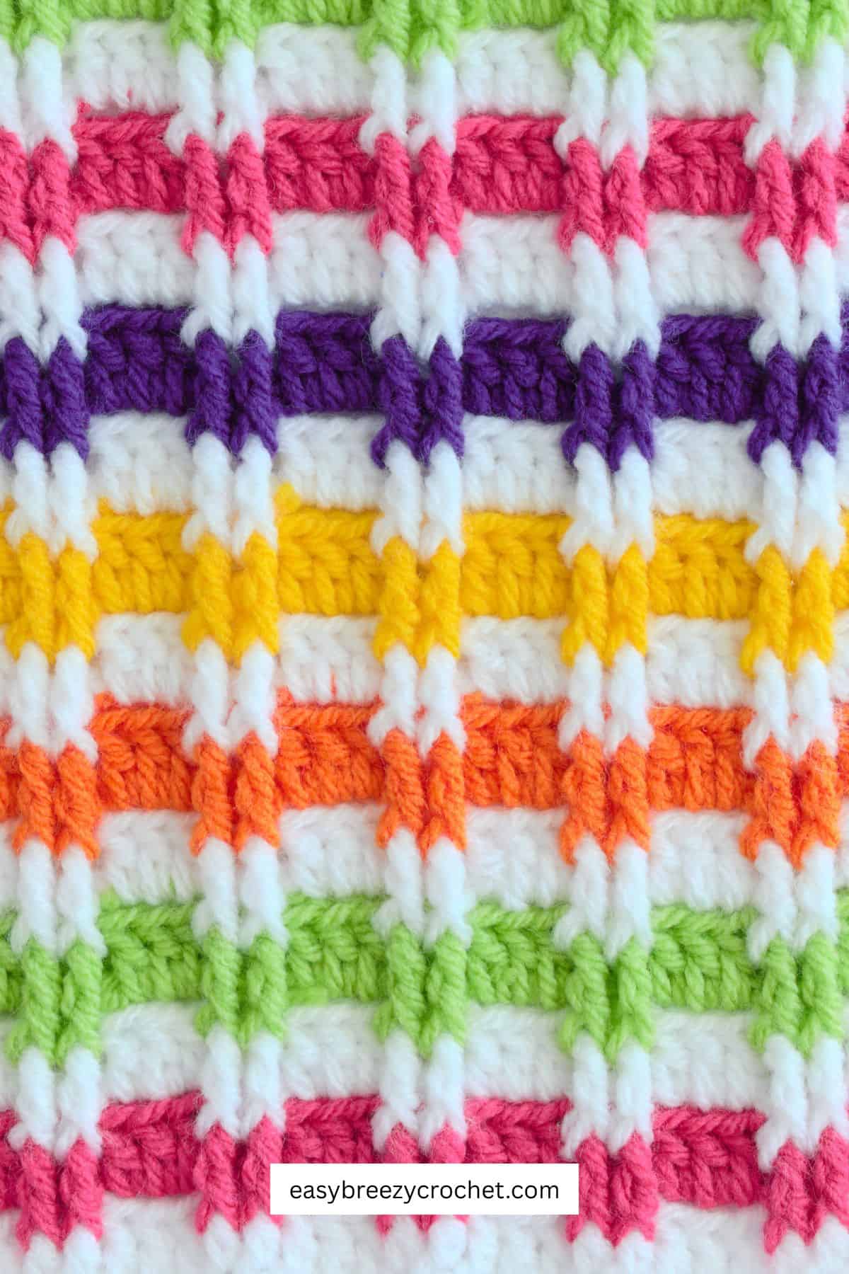 Image showing stitch pattern for a vertical raised post block stitch.