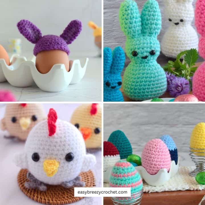Collage of different Easter crochet patterns.