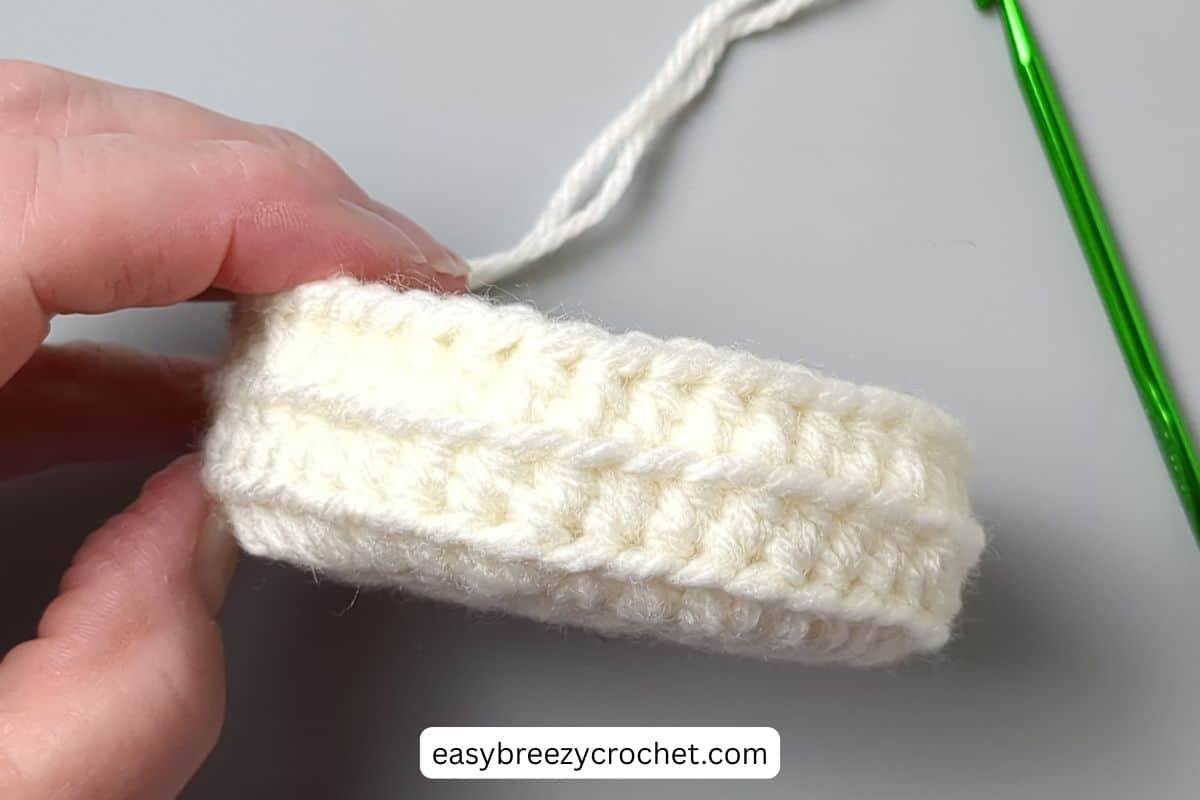 Side of a crochet basket.