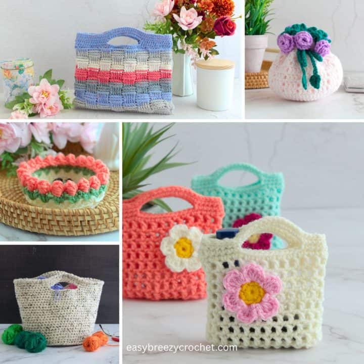 Crochet bags and storage ideas.