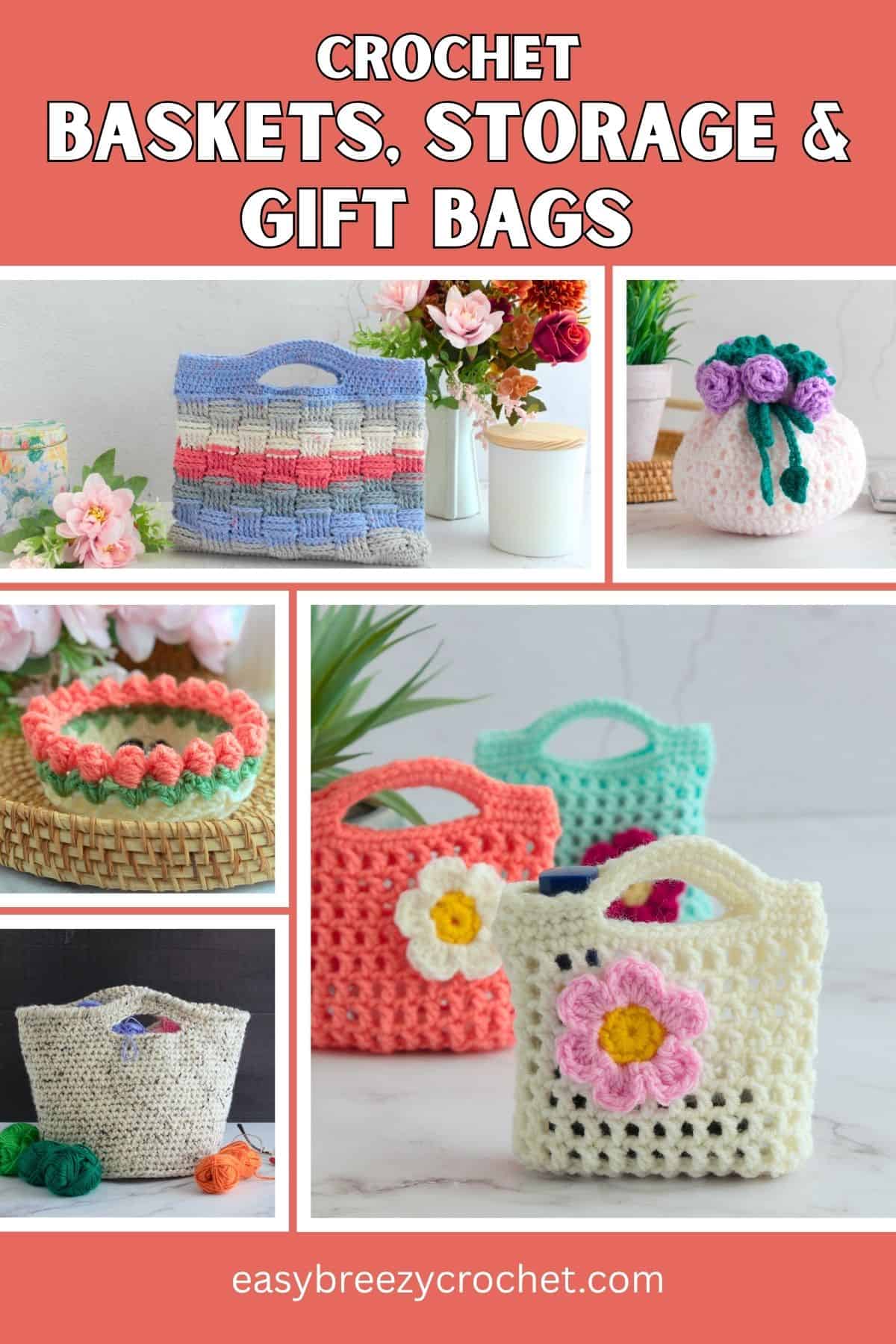 Crochet bags and storage ideas.