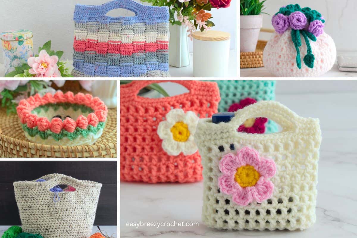 Crochet bags and storage ideas.