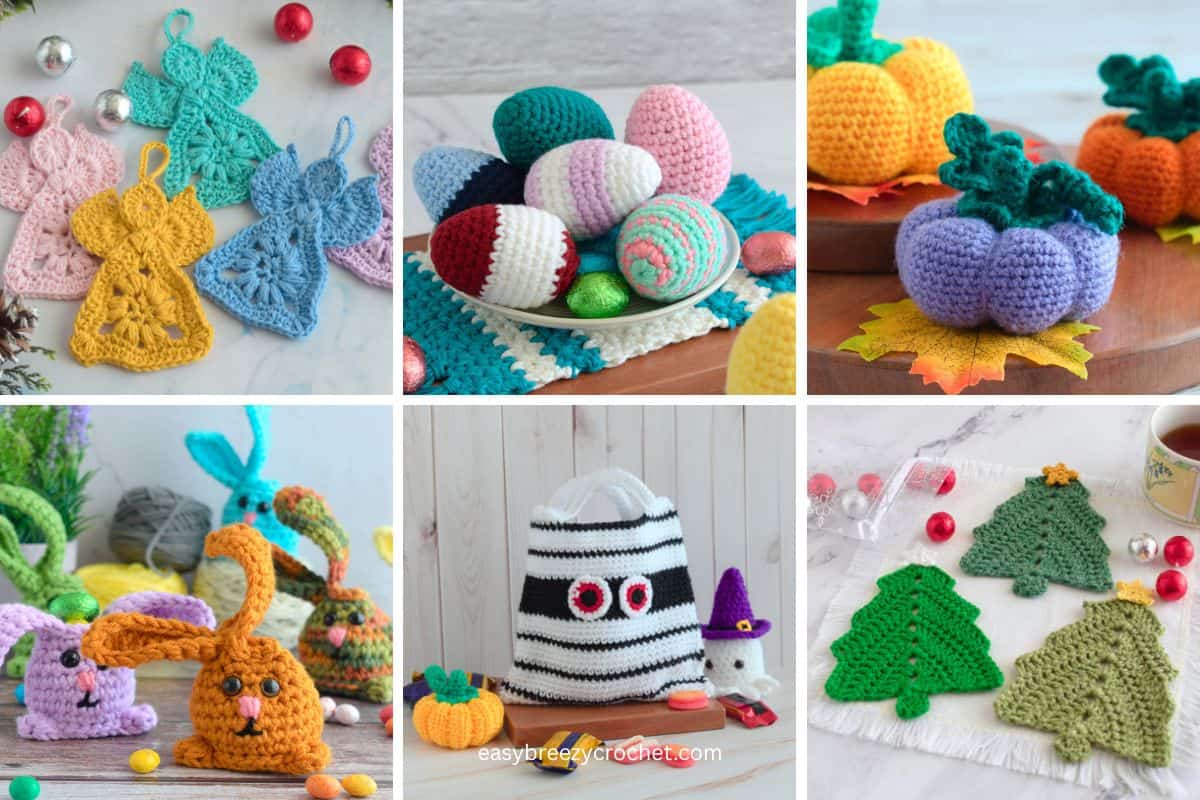 Seasonal and holiday crochet projects.