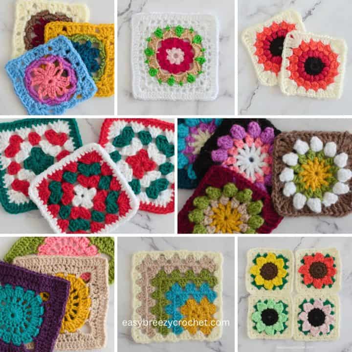 A collection of granny squares.