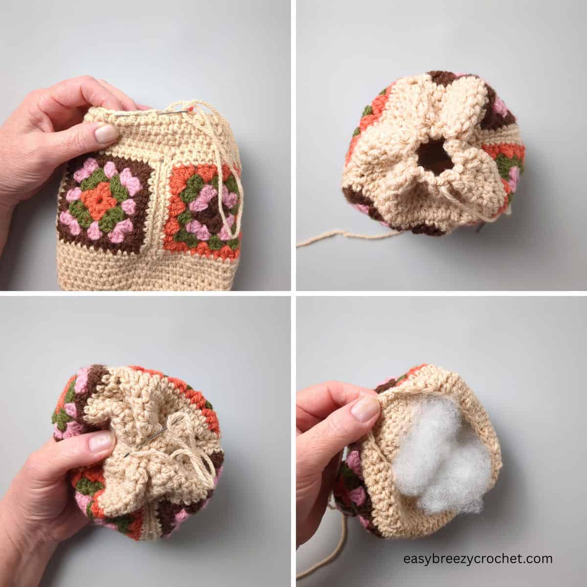Shaping crochet pumpkin part A.