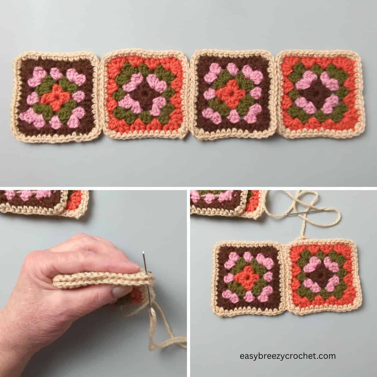 Joining granny squares.