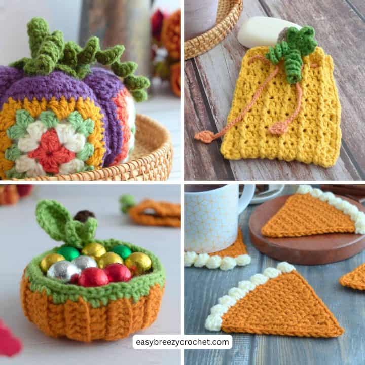 Different crochet pumpkin project ideas.