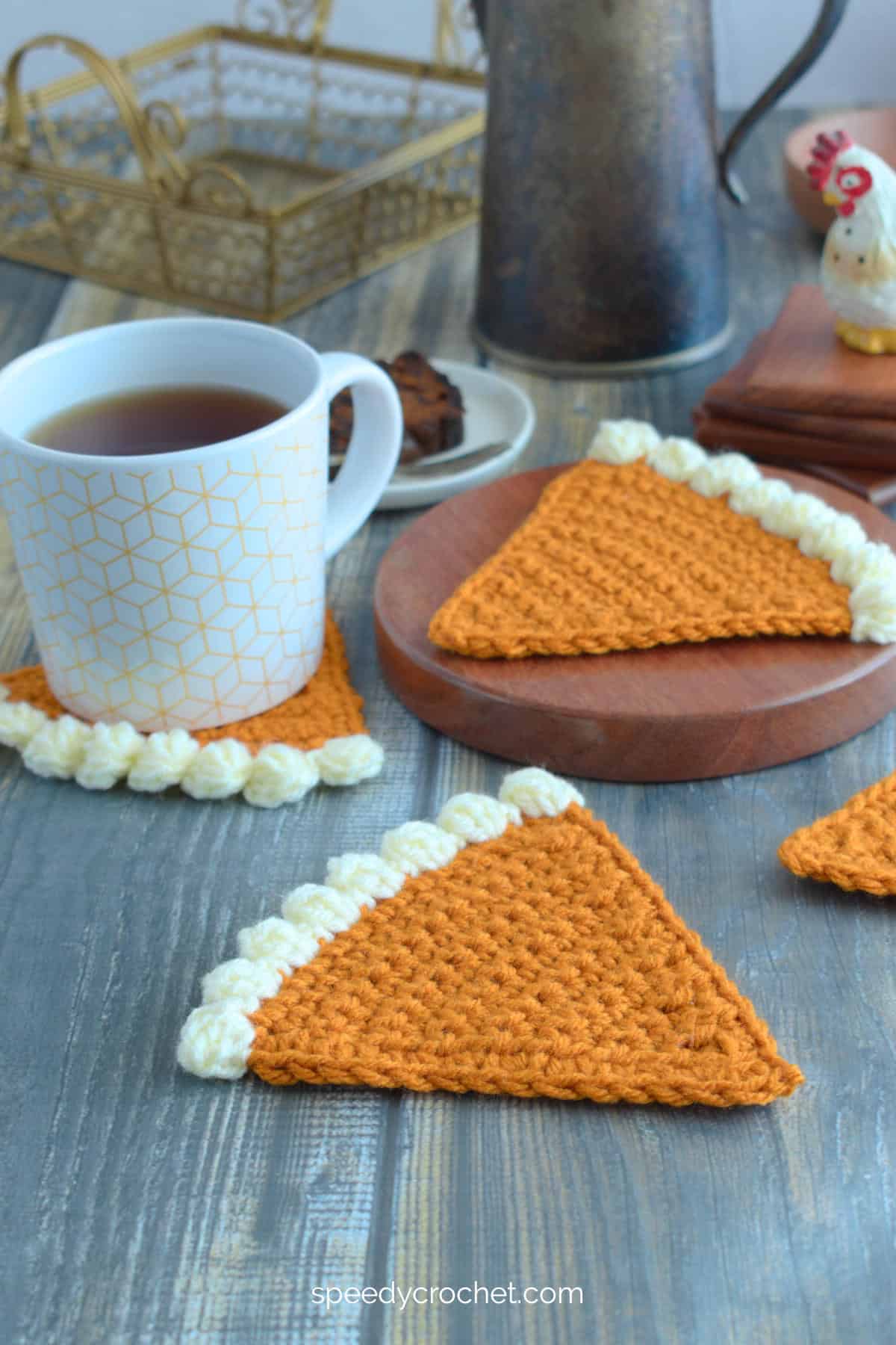 Pumpkin pie slice coaster.