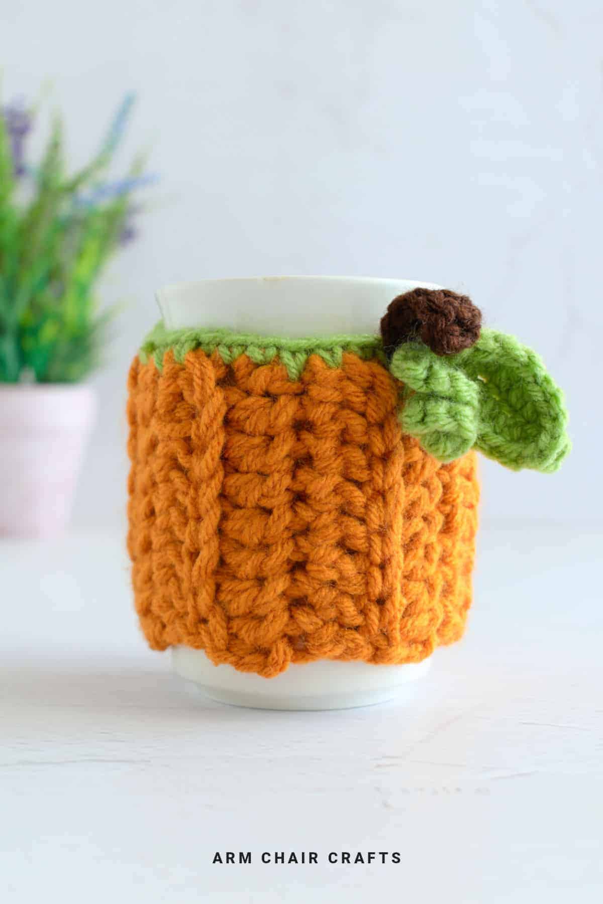 Pumpkin mug cozy.