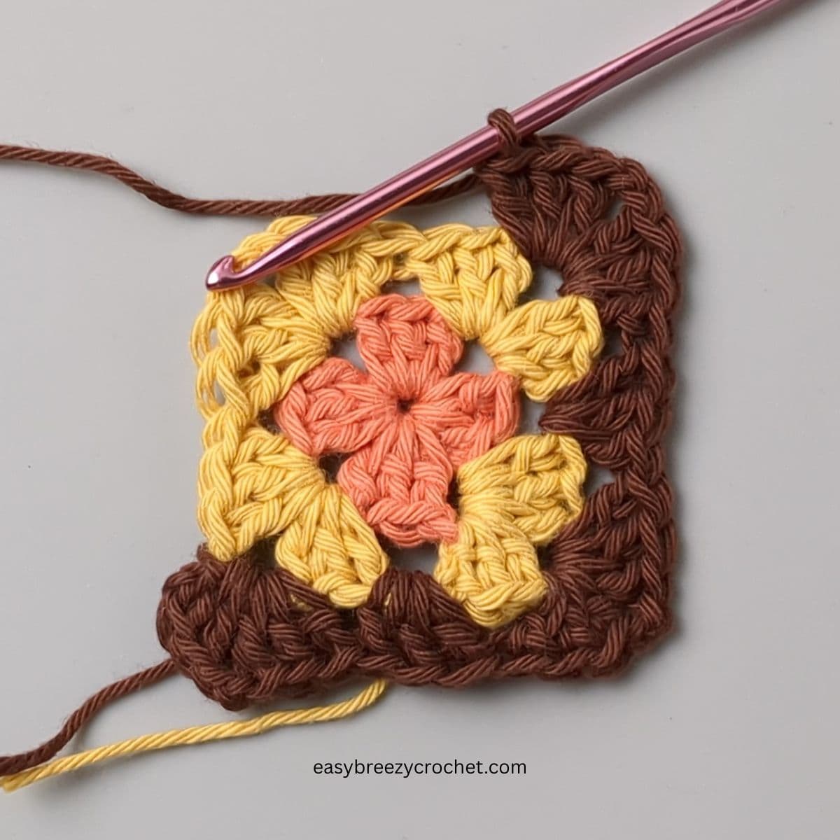 Round three of a granny square.